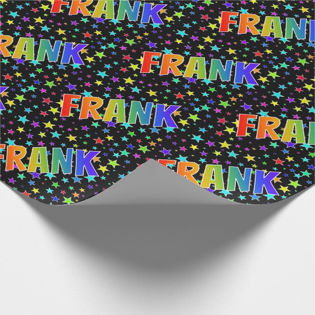 Regnbåge Förnamn "FRANK" + Stjärnor Presentpapper (Hörn)