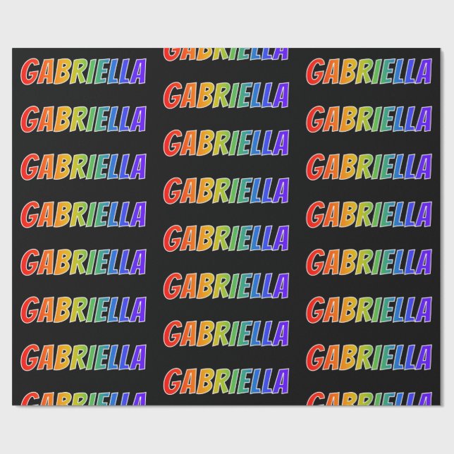 Regnbåge Förnamn "GABRIELLA"; Roligt & färgglatt Presentpapper (Platt)