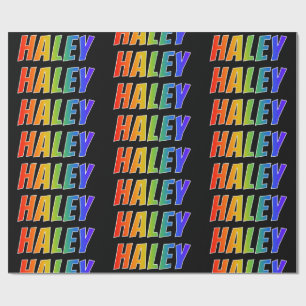 Regnbåge Förnamn "HALEY"; Roligt & färgglatt Presentpapper