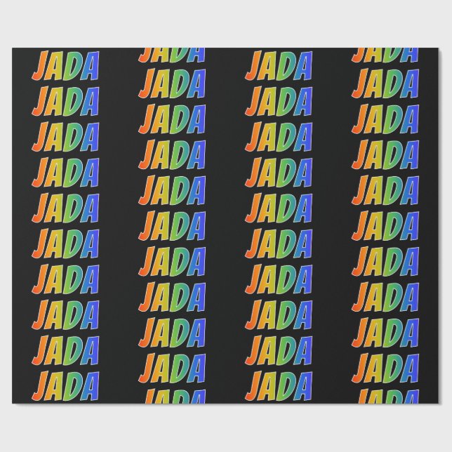 Regnbåge Förnamn "JADA"; Roligt & Färgglatt Presentpapper (Platt)
