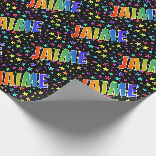 Regnbåge Förnamn "JAIME" + Stjärnor Presentpapper (Hörn)