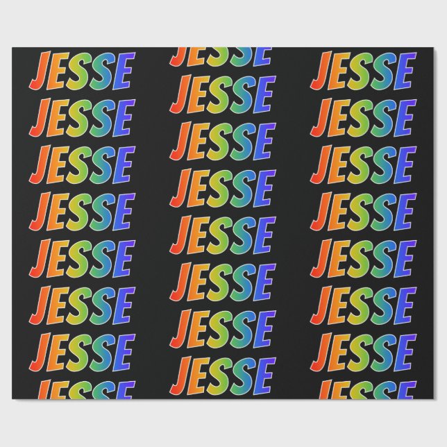 Regnbåge Förnamn "JESSE"; Roligt & färgglatt Presentpapper (Platt)