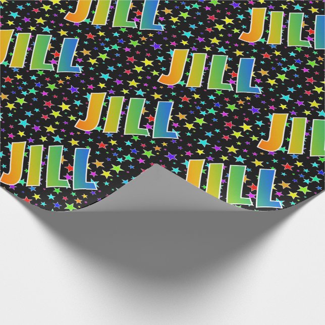 Regnbåge Förnamn "JILL" + Stjärnor Presentpapper (Hörn)