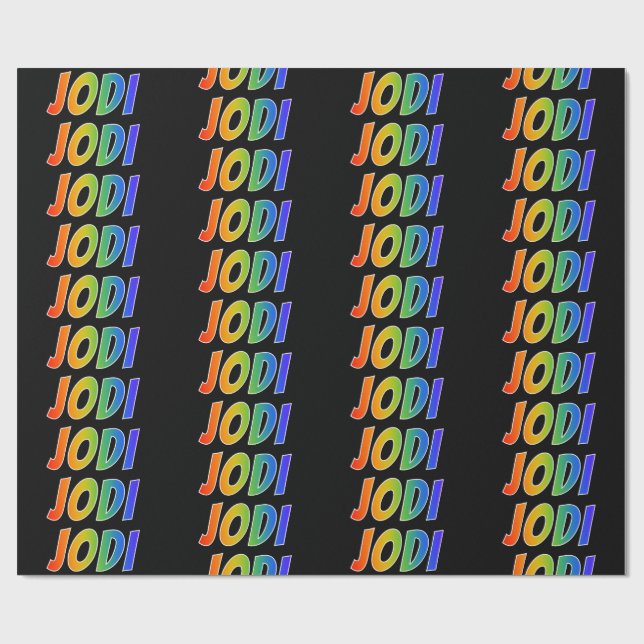 Regnbåge Förnamn "JODI"; Roligt & färgglatt Presentpapper (Platt)