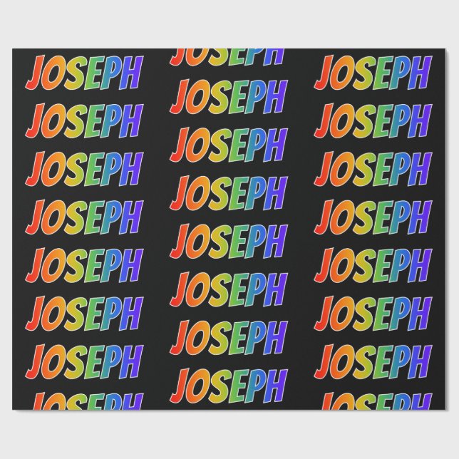Regnbåge Förnamn "JOSEPH"; Kul & färgglad Presentpapper (Platt)