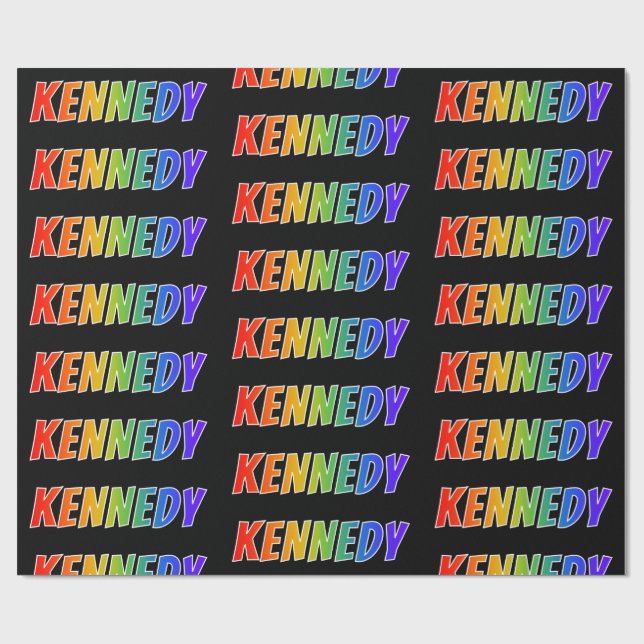 Regnbåge Förnamn "KENNEDY"; Roligt & färgglatt Presentpapper (Platt)