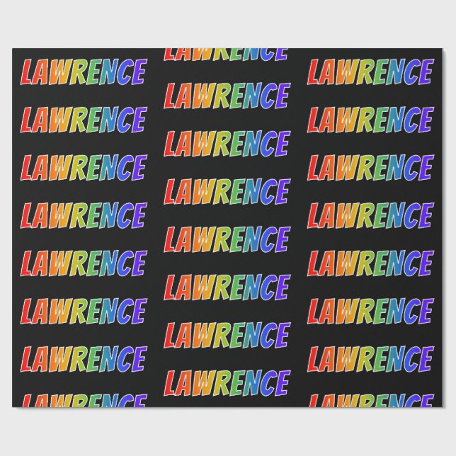 Regnbåge Förnamn "LAWRENCE"; Roligt & färgglatt Presentpapper (Platt)