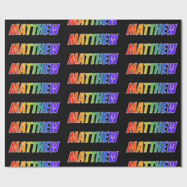Regnbåge Förnamn "MATTHEW"; Roligt & Färgglatt Presentpapper