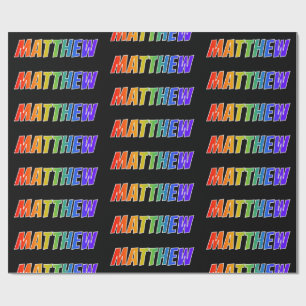 Regnbåge Förnamn "MATTHEW"; Roligt & Färgglatt Presentpapper