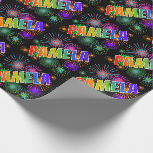 Regnbåge Förnamn "PAMELA" + Fyrverkerier Presentpapper
