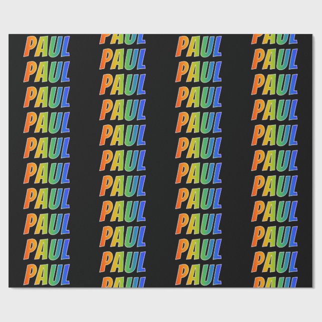 Regnbåge Förnamn "PAUL"; Roligt & färgglatt Presentpapper (Platt)