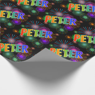 Regnbåge Förnamn "PETER" + Fyrverkerier Presentpapper