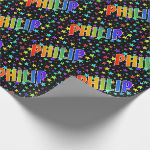 Regnbåge Förnamn "PHILIP" + Stjärnor Presentpapper