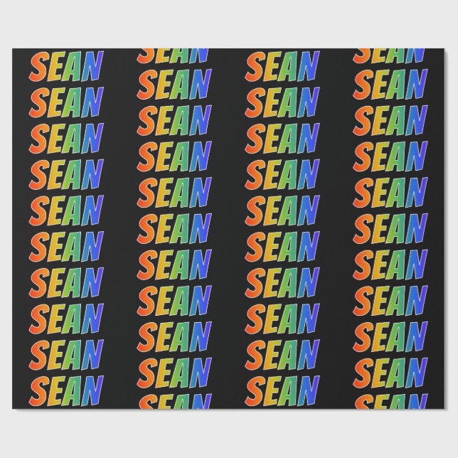 Regnbåge Förnamn "SEAN"; Roligt & färgglatt Presentpapper (Platt)