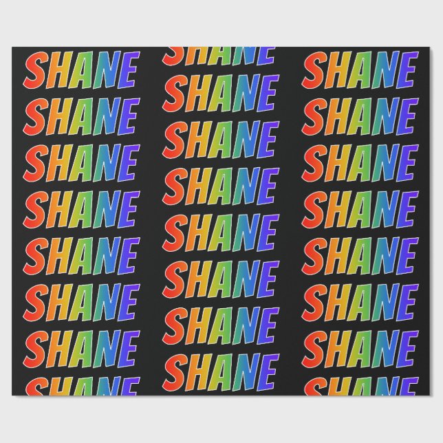 Regnbåge Förnamn "SHANE"; Roligt & färgglatt Presentpapper (Platt)