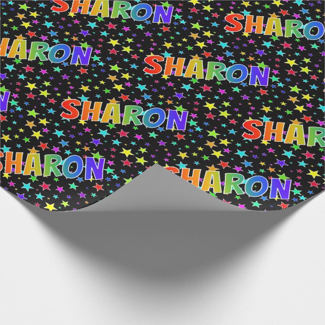 Regnbåge Förnamn "SHARON" + Stjärnor Presentpapper (Hörn)