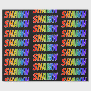 Regnbåge Förnamn "SHAWN"; Roligt & färgglatt Presentpapper