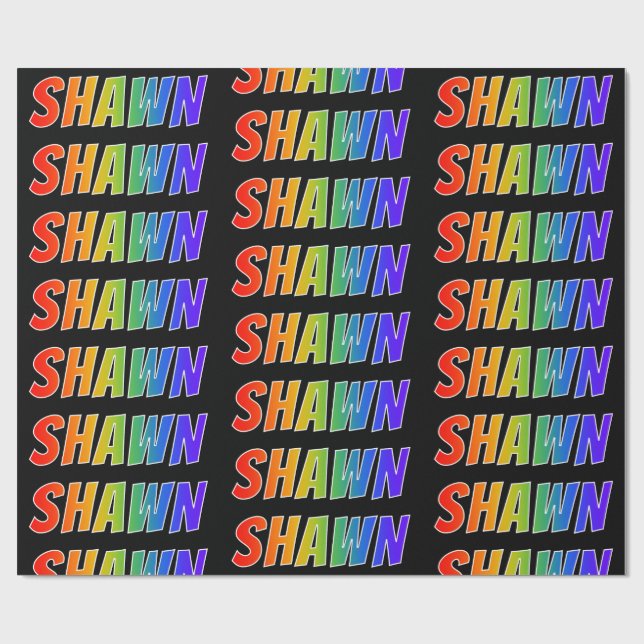Regnbåge Förnamn "SHAWN"; Roligt & färgglatt Presentpapper (Platt)