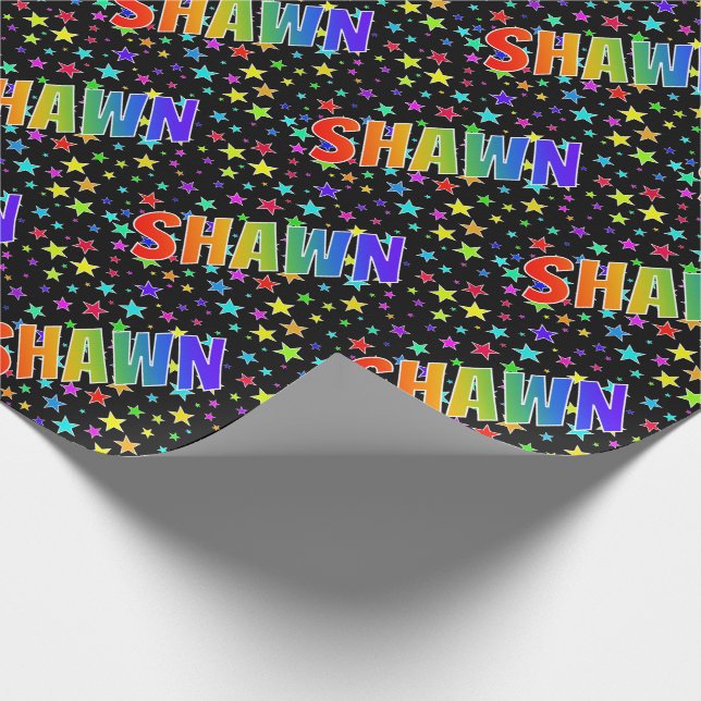 Regnbåge Förnamn "SHAWN" + Stjärnor Presentpapper (Hörn)