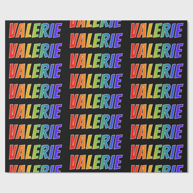Regnbåge Förnamn "VALERIE"; Roligt & färgglatt Presentpapper (Platt)