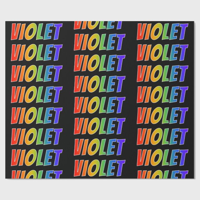 Regnbåge Förnamn "VIOLET"; Roligt & Färgglatt Presentpapper (Platt)