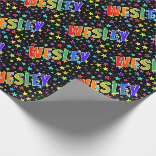 Regnbåge Förnamn "WESLEY" + Stjärnor Presentpapper