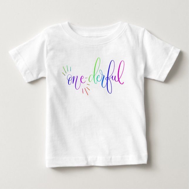 Regnbåge, första födelsedag, färgstark Baby T Shirt (Framsida)