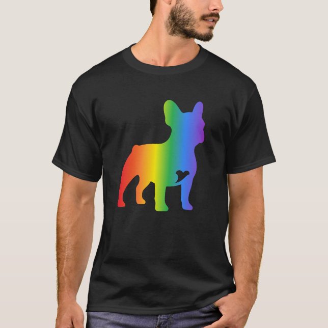Regnbåge Fransk Bulldog Hund Älskare  T Shirt (Framsida)