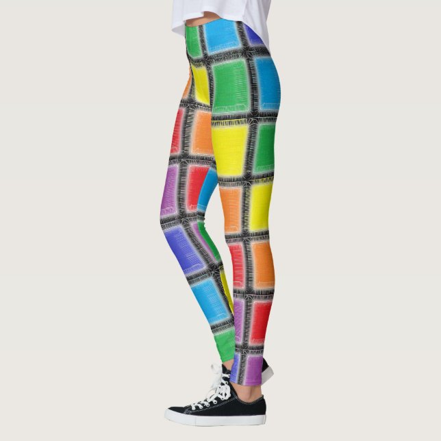 Regnbåge, fyrkanter leggings (Vänster)