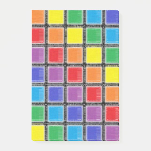 Regnbåge, fyrkanter post-it block (Framsida)