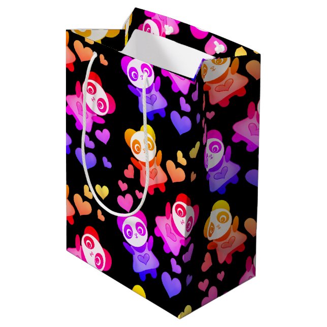 Regnbåge Galaxy Cute Panda Kärlek Hjärta (Baksidan Vinklad)