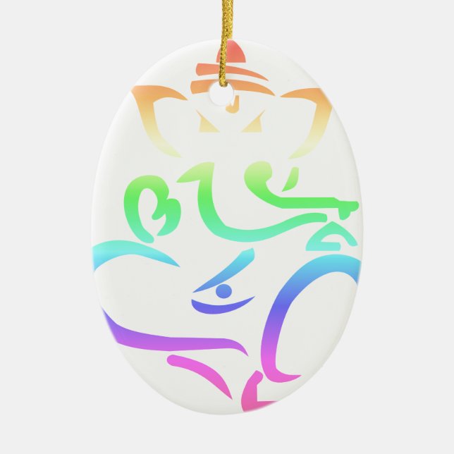 Regnbåge Ganesha Julgransprydnad Keramik (Framsidan)
