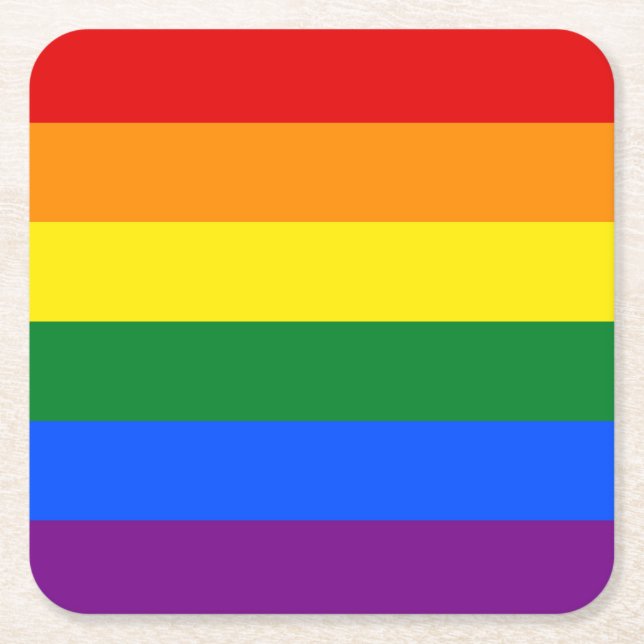 Regnbåge Gay pride Flagga Underlägg Papper Kvadrat (Framsidan)