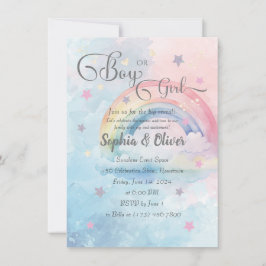 Regnbåge - Gender för Abstrakt av vattenfärg Inbjudningar