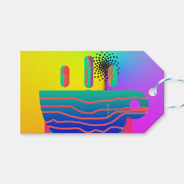  Regnbåge Geo Kaffe Kopp  Presentetikett (Framsidan (Horisontell))