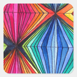 Regnbåge Geometric Optical Art Fyrkantigt Klistermärke