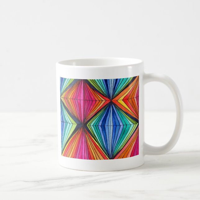 Regnbåge Geometric Optical Art Kaffemugg (Höger)