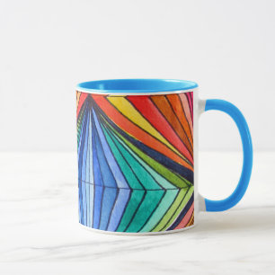 Regnbåge Geometric Optical Art Mugg