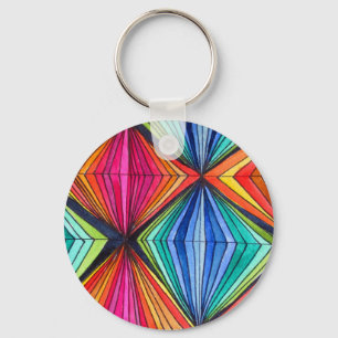 Regnbåge Geometric Optical Art Nyckelring
