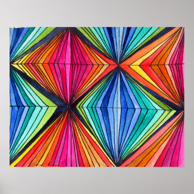 Regnbåge Geometric Optical Art poster (Framsidan)