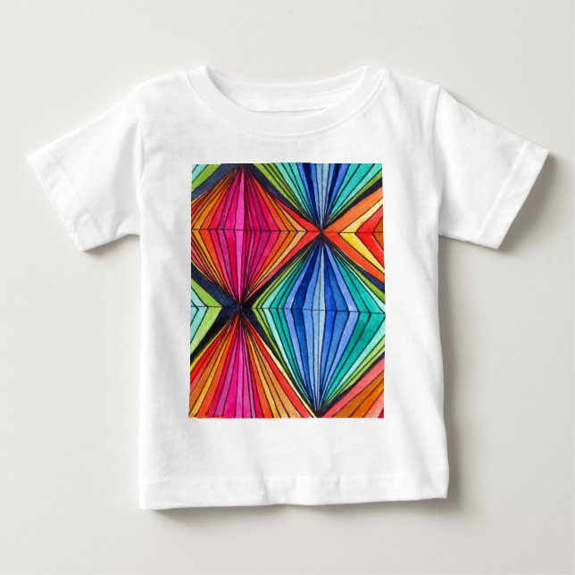 Regnbåge Geometric Optical Art T Shirt (Framsida)