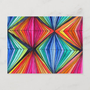 Regnbåge Geometric Optical Art Vykort