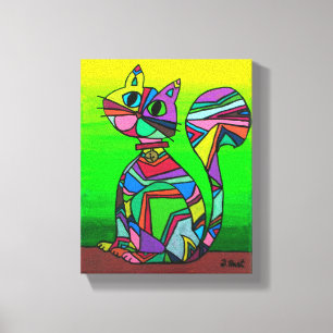 Regnbåge GeometriCat Geometric Mönster Cat Art Canvastryck