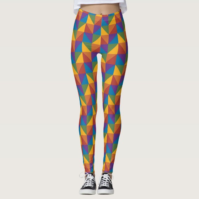 Regnbåge Geometrisk triangel Leggings (Framsida)