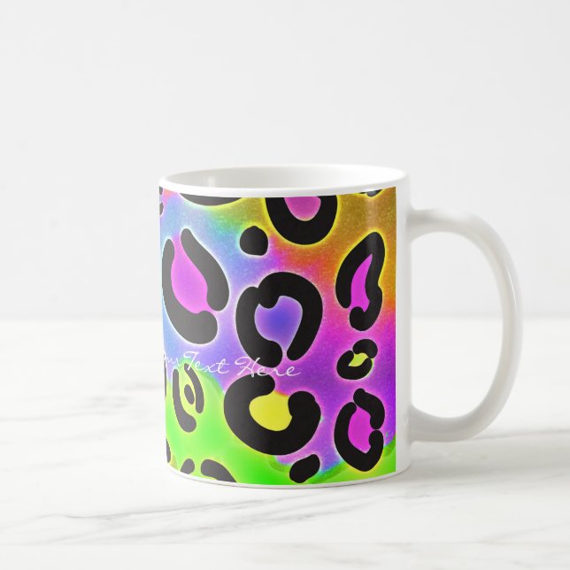 Regnbåge Gepard Leopard Färg Glamour Kaffe Mugg (Höger)