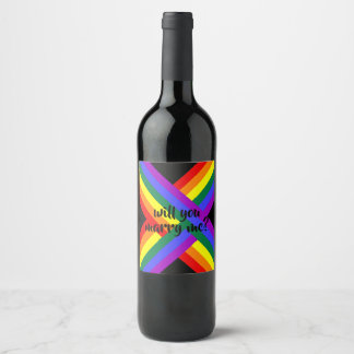 regnbåge gift mig med vin-etikett vinflaska etikett