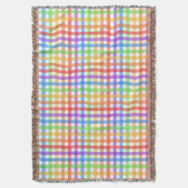 Regnbåge Gingham Rutigt Geometriskt Mönster Filt