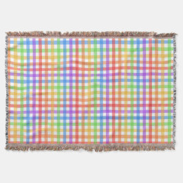 Regnbåge Gingham Rutigt Geometriskt Mönster Filt