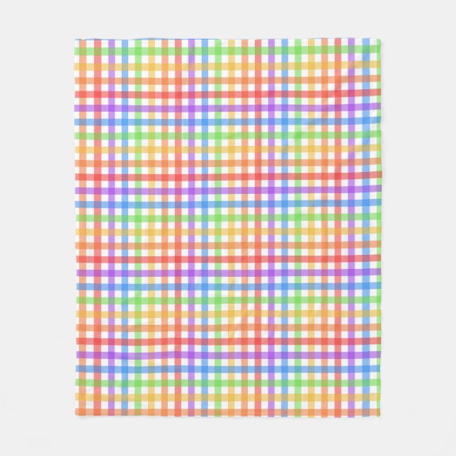 Regnbåge Gingham Rutigt Geometriskt Mönster Fleecefilt (Framsidan)