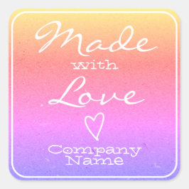 Regnbåge gjord med Kärlek-etiketter Kraft Papper H Fyrkantigt Klistermärke